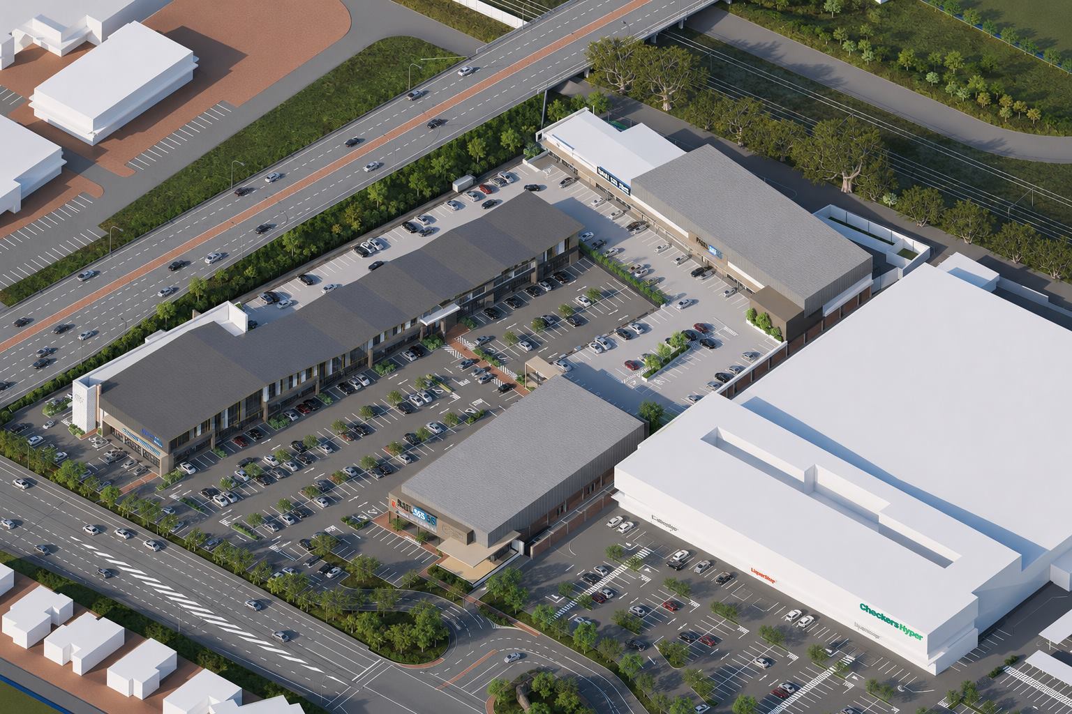 Aerial view of the Queens Cross development site